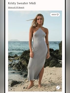 Free People Kristy Sweater Midi Dress - Light Gray, M,.